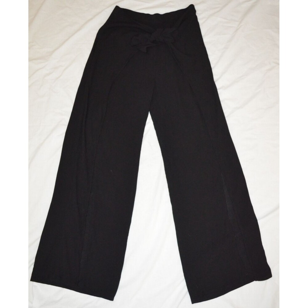 Kona Sol Black Gauzy Sheer with Side Slits Beach Coverup Pants Size L